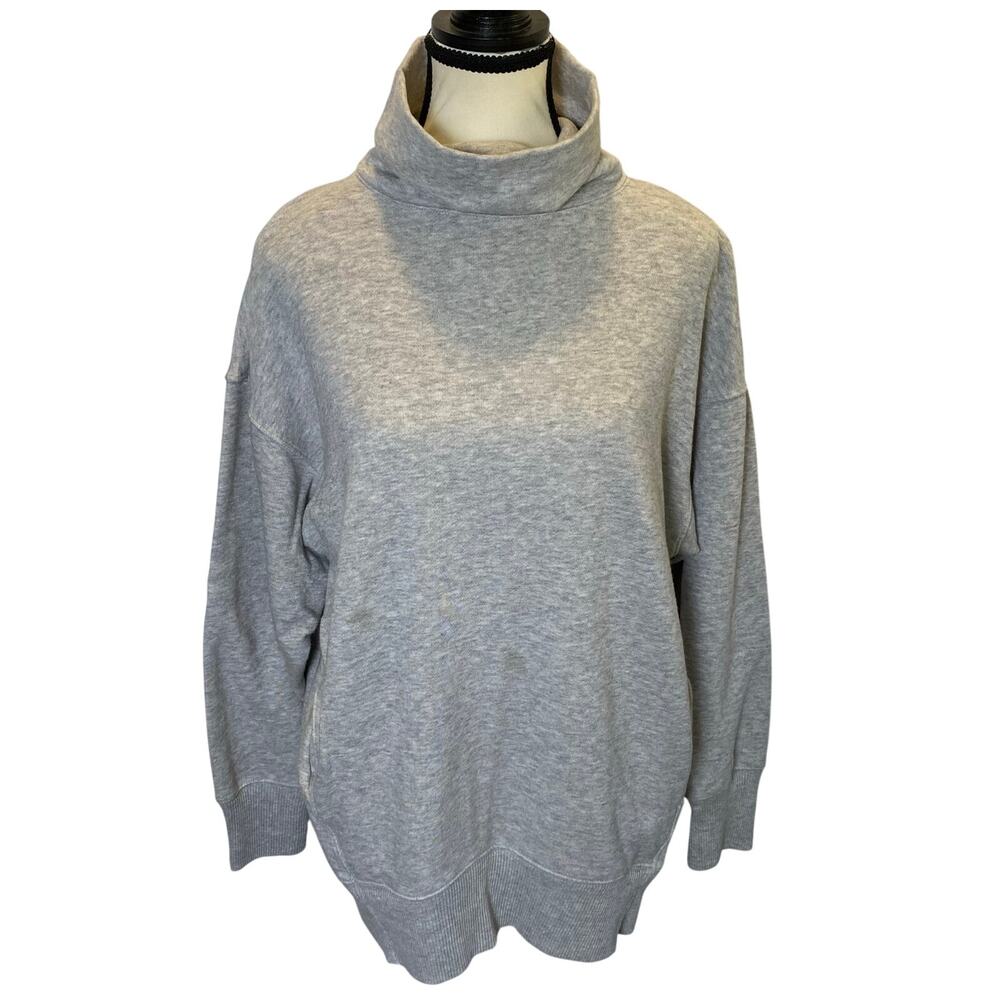 Aerie Women's Oversized Cowl Neck‎ Sweatshirt Size XS Gray Cotton Blend Pullover